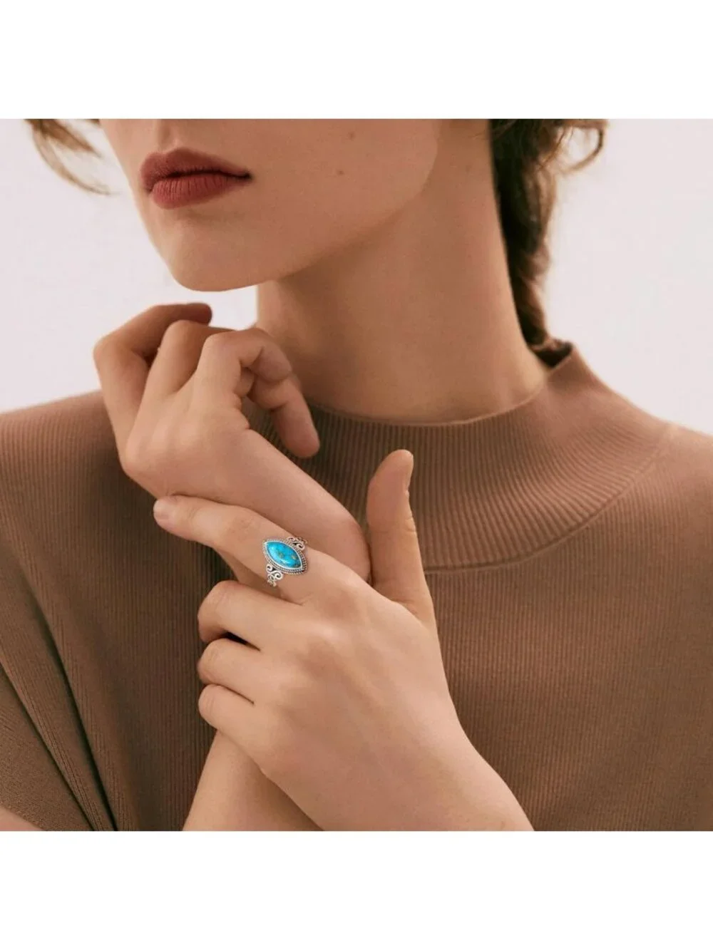 925 Sterling Silver Turquoise Statement Ring for Women - Boho Chic Jewelry